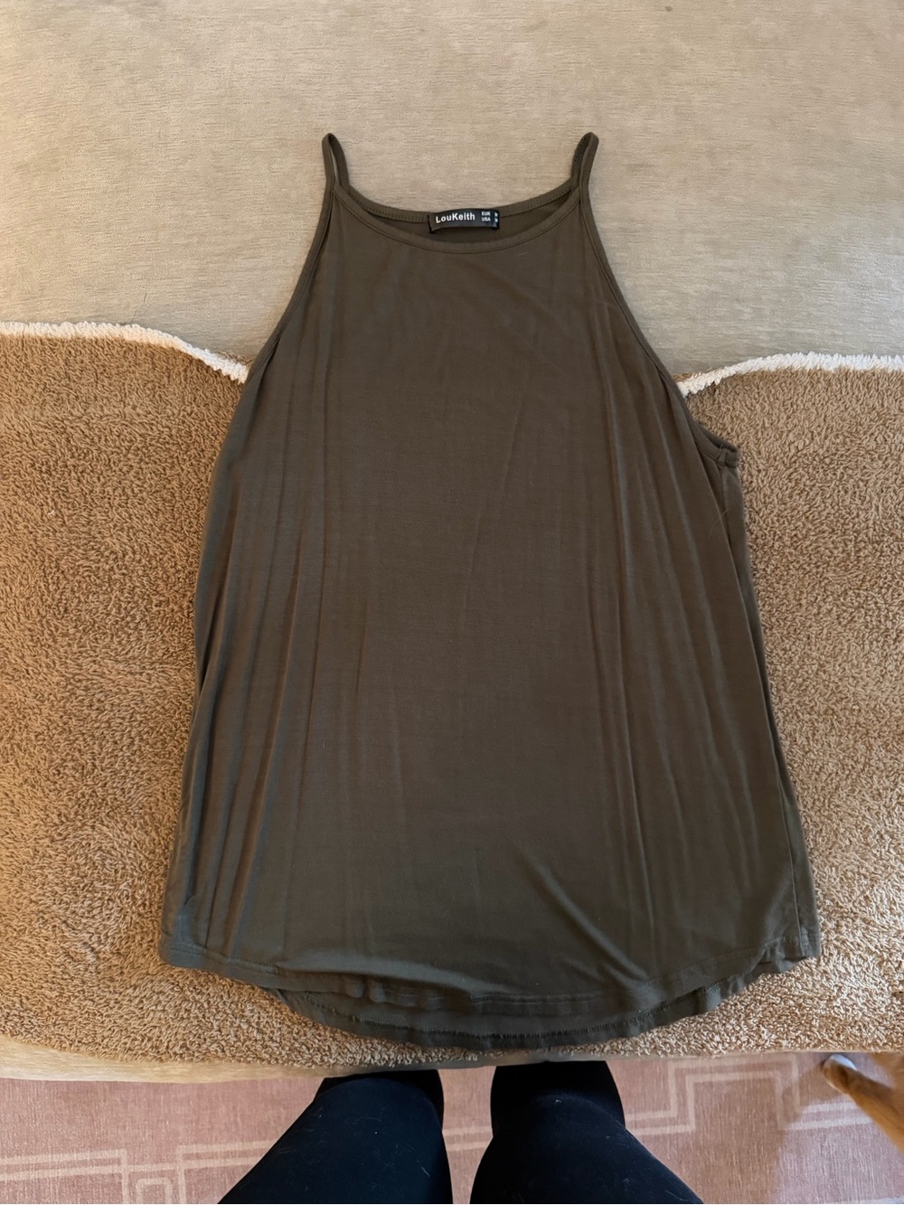 Olive High Neck Tank Top